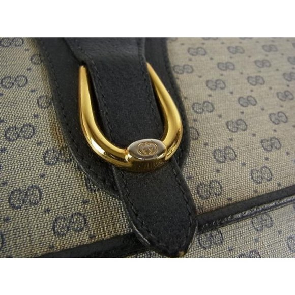 Gucci Navy Two Way Micro Guccissima Horsebit Canvas and Leather Small G Logo - Picture 4 of 10